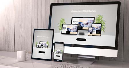 desktop, tablet and mobile on deks