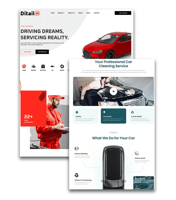 automotive website screenshot mockups