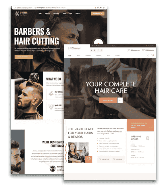barbers and salon website mockups
