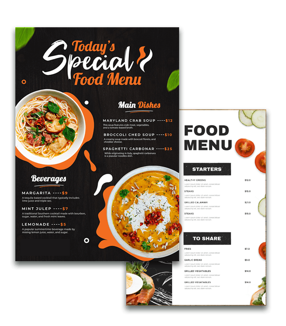 Menu Mockups